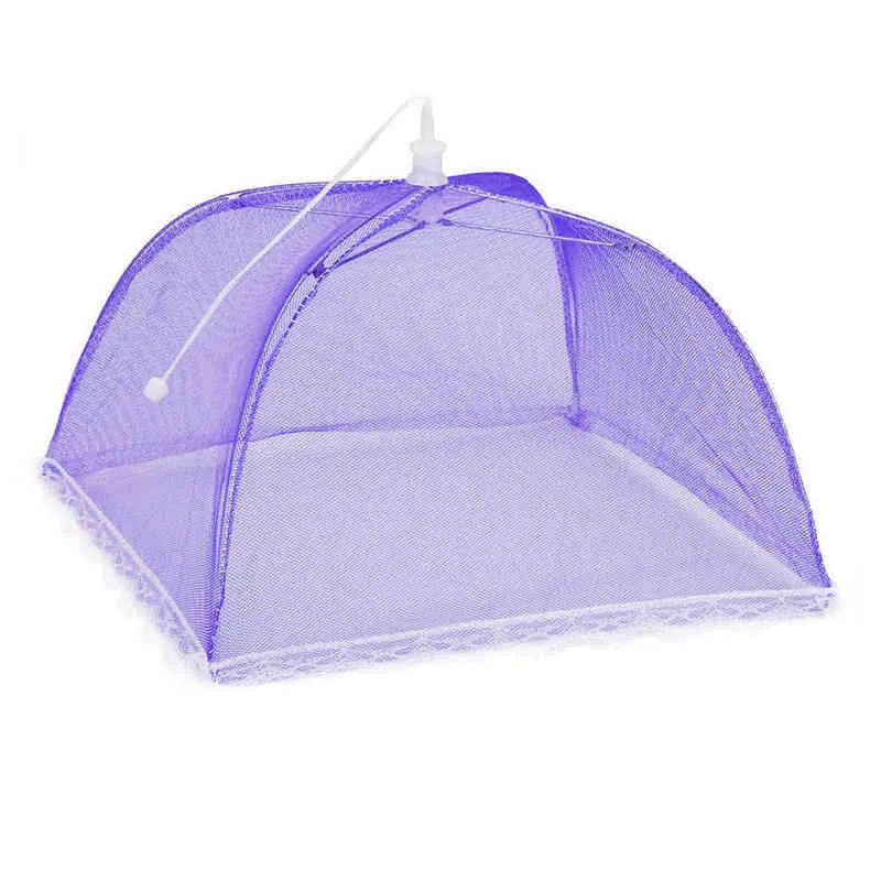 부엌 음식 덮개 접이식 우산 모양 방지 모기 메쉬 커버 통기성 홈 식탁 그물 뚜껑 텐트 주방 가제트 Y220526