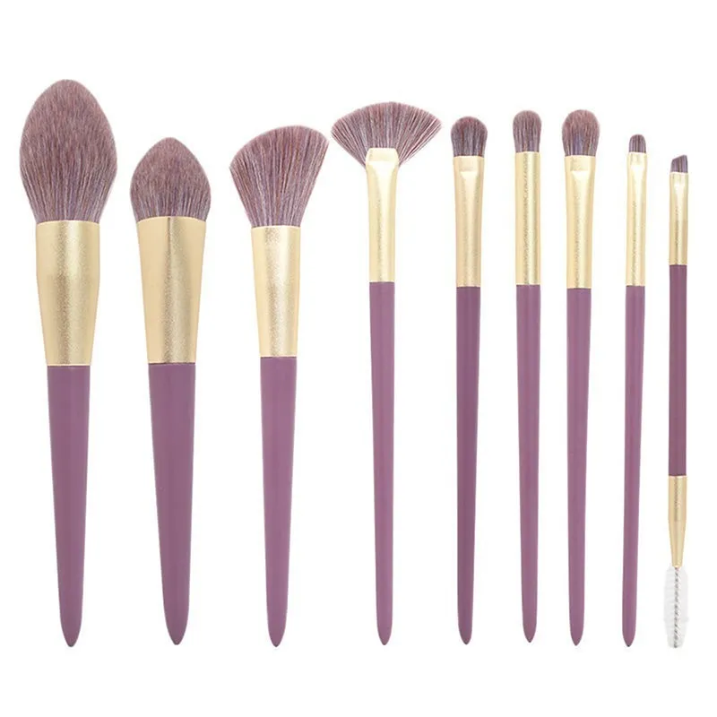 9st Purple Makeup Borstes Set Cute Soft Eyeshadow Eyebrow Brush Cosmetics Foundation Blush Contour Beauty Tools 220722