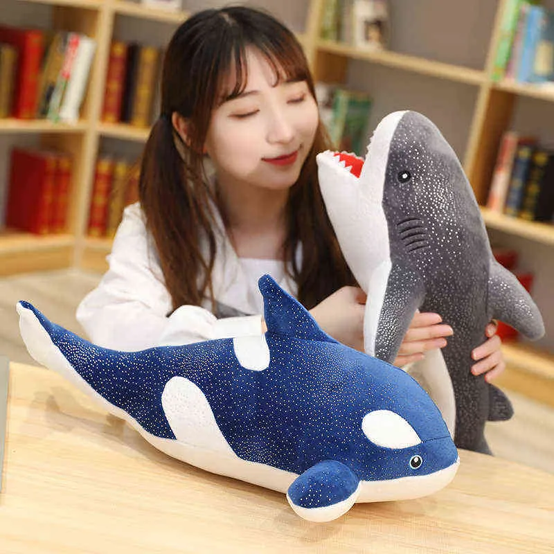 PC CM Creative Bite Shark Abraços fofos Ocean Baleia Pillow preenchido com um presente de aniversário para crianças para crianças J220704