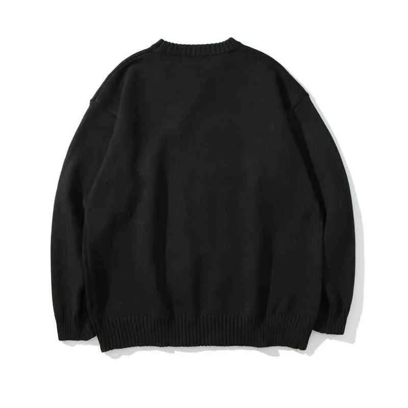 Dark Streetwear Abstract Graphic Jacquard Hip Hop Men Jumper Sweater Round Neck Vintage Harajuku Pullover Sueteres Para Hombre T220730
