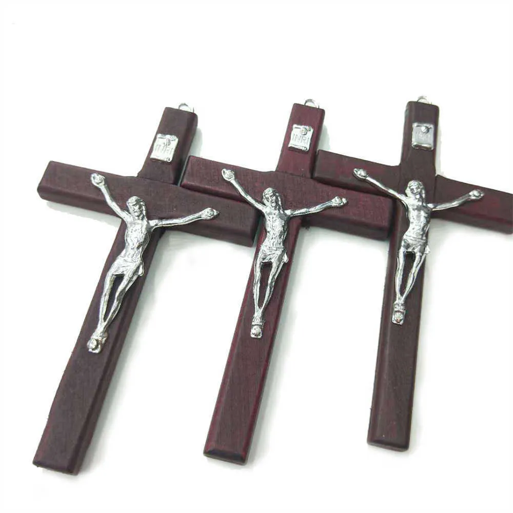 Legierung Kreuz Zink Soild Jesus Holz Katholisches Kreuz Kirche Ornamente Wand Holz Kreuze Halskette Anhänger