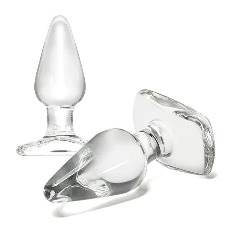 4 Styles Crystal Glass Big Anal Plug Sexig leksak Vuxen Masturbation Pull Pärla Dildo Penis G Spot Stimulator Expansion Butt