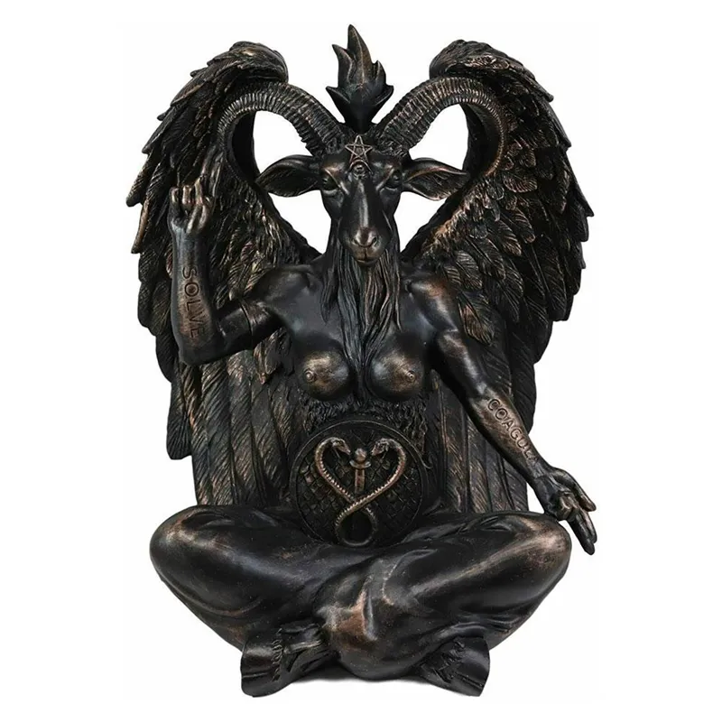 Satan Goat Baphomet Statue Hanging Door Knocker Plate Wall Decor Plaque Resin Crafts Religious Ornaments Sculpture 220816177c