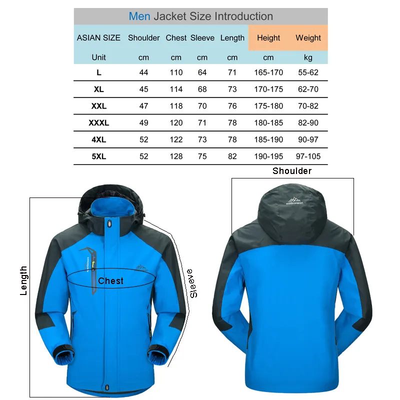 Men's Jackets TRVLWEGO Camping Hiking Jacket Men Autumn Outdoor Sports Coats Climbing Trekking Windbreaker Travel Waterproof Jackets Black 220826