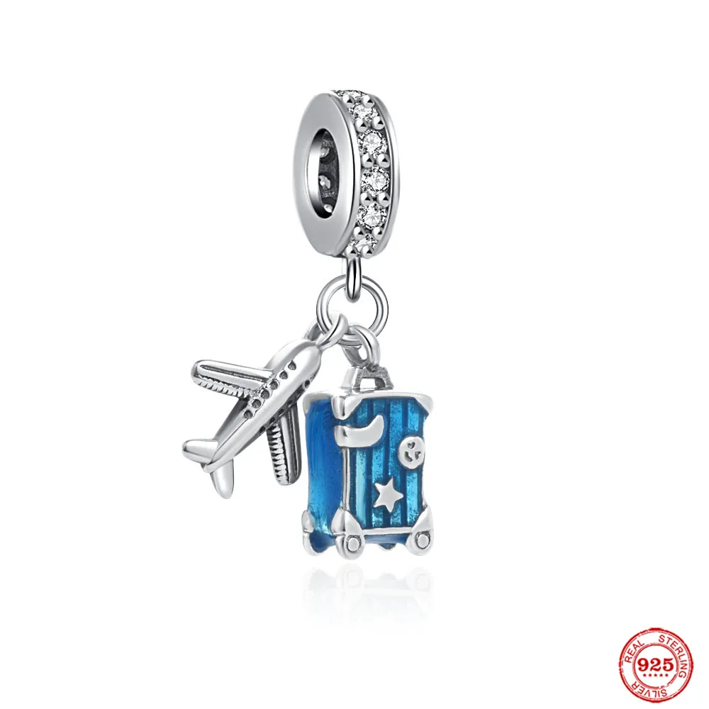 925 Silver Fit Pandora Charm 925 팔찌 회전 나침반 매력 매력 세트 펜던트 DIY Fine Beads Jewelry