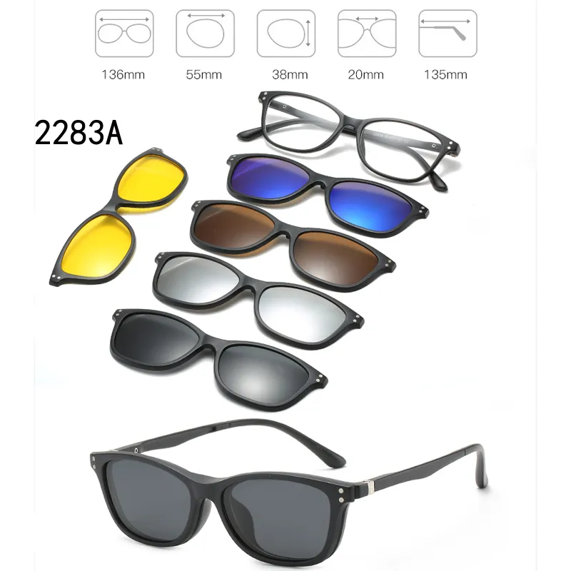5 В 1 пользовательские мужчины Женщины поляризованные оптические магнитные солнцезащитные очки зажима магнитов на солнцезащитных очках на солнцезащитных очках 220611