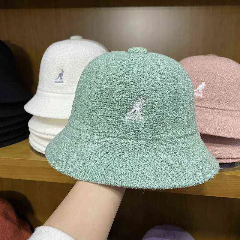 Kangaroo Kangol Fisherman Hat Sun Hats for Men Women Sunscreen Embroidery Towel Material Korean Fashion Ins Super Fire Hat H2204193092