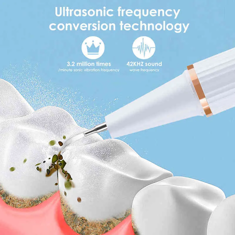 Visual Electric Teeth Cleaner Ultrasonic Dental Calculus Stain Remover Oral Tooth Plaque Tartar Scaler LED Whitening Tools 220713