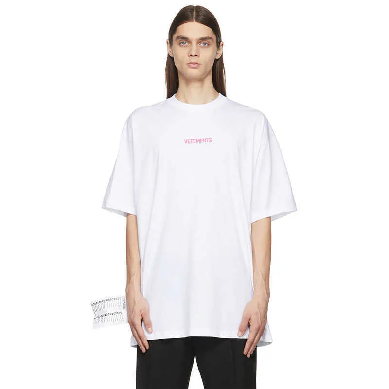 VTM T-shirt Black White Gray Vetements Letter Printing Embroidery Big Label Simple O-Neck Oversize Man Women Casual Tee