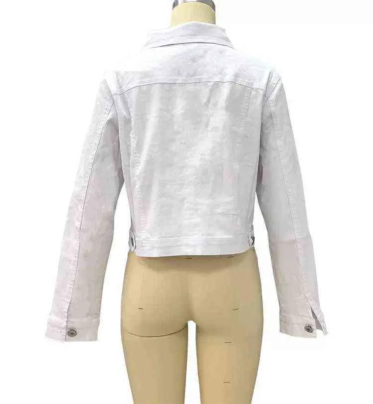 Primavera otoño 2022 chaqueta de mezclilla con volantes para mujer chaqueta de bolsillo de manga larga abrigo casual abrigo de mezclilla elegante de un solo pecho L220725