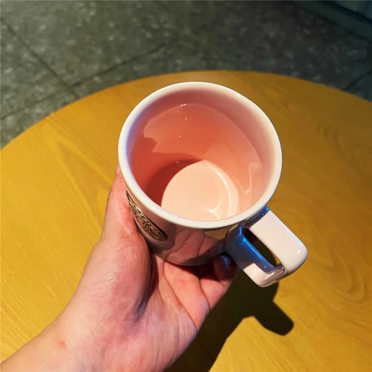 Puchar Starbucks Nowy Różowy Zielony Gradientowy Lodowiec Walentynki Miedź Rozdział Prosta Ceramiczna Desktop Kawy Mark Wody Puchar