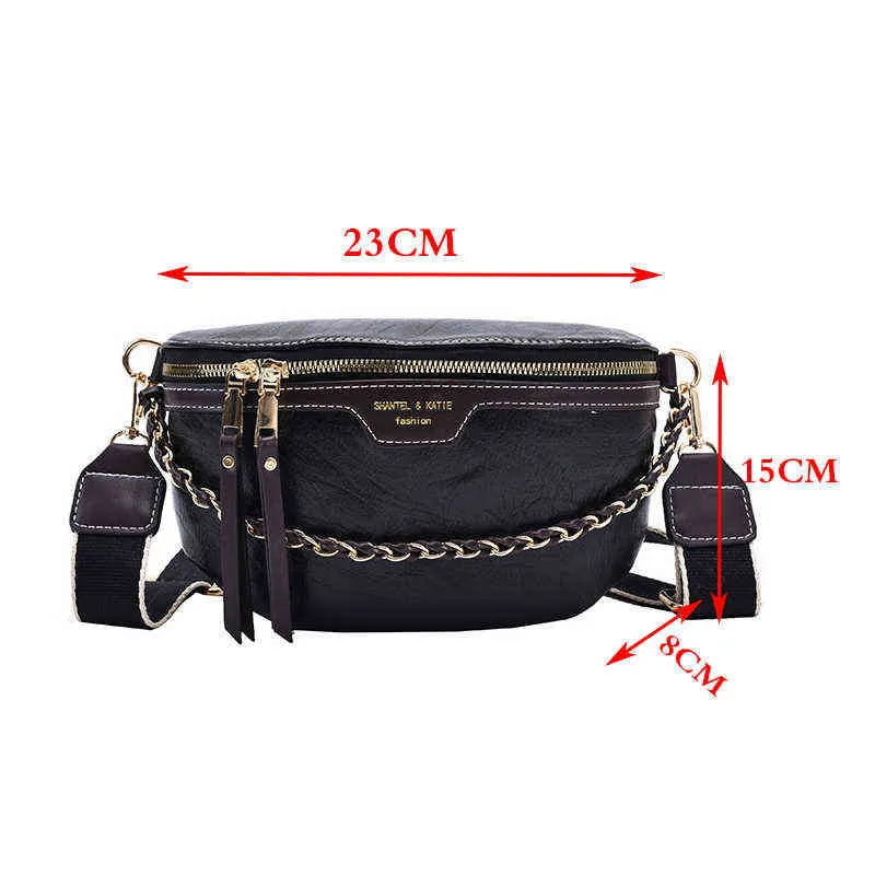 Umhängetasche Neue Kette Taille Tasche Frauen Leder Fanny Pack Luxus Marke Brust Mini Weibliche Gürtel s Mode Damen Schulter crossbody 220802