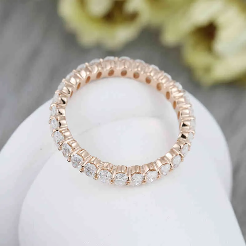 CXSjeremy Solid 14K Rose Gold Owal Cut Moissanite Pierścionek zaręczynowy Vintage Pełna Wieczność Układanie Bridal Obietnica Rocznica prezent