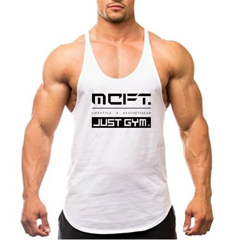 Custom Logo Body building Clothing Fitness Tank Top Men Gym Stringer Singlet Cotton Sleeveless shirt Workout Undershirt For Man