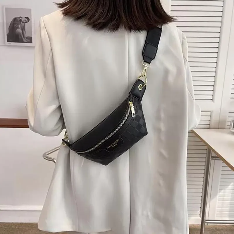Designers de concepteurs élégants en cuir PU Nouveaux sacs de taille pour femmes packs de taille élégant sac large sangle