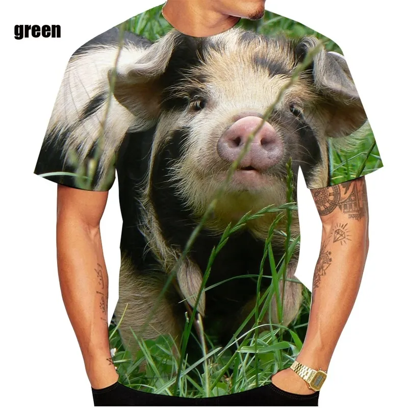 Футболка с забавной свиньей, мужская и женская модная футболка большого размера, детские топы в стиле хип-хоп, футболки больших размеров, мужская футболка с 3d принтом животных Camisetas 220608