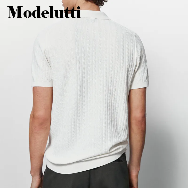 Modelutti Spring Summer Fashion Men Fine Grained Cotton Short Sleeve Polo Shirt Solid Slow Loose Casual Tops Male 220615
