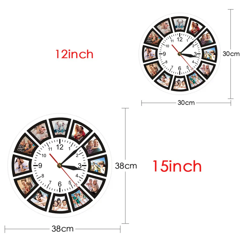 独自のカスタム12ユニークなお土産ギフトホームウォールウォッチパーソナライズされた家族の友人POSプリント時計220615を作成する