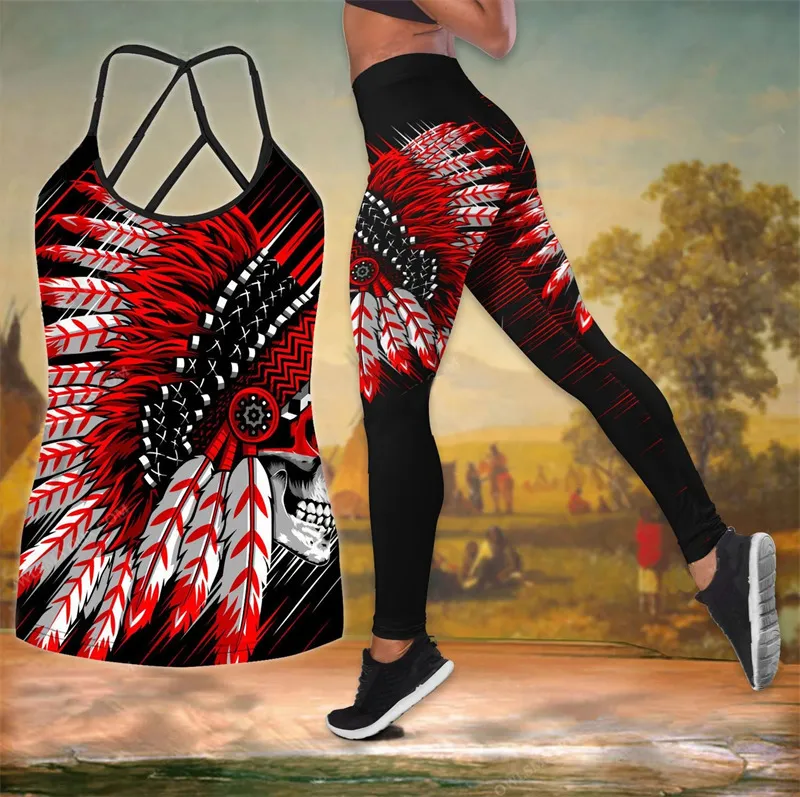 Zwei Stücke Set Frauen Wolf Print Ärmelloses Top und Legging Hosen Yoga Anzug Laufen Fitness Gym Workout Lässige Anzüge mode 220315