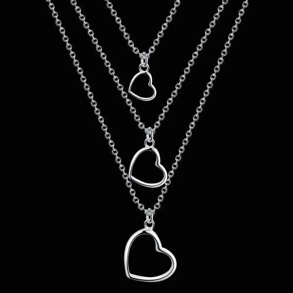 Silver Necklaces Hot For Women 18 Inch Love Heart Chain Charm Jewelry Fashion Party Wedding Christmas Gift