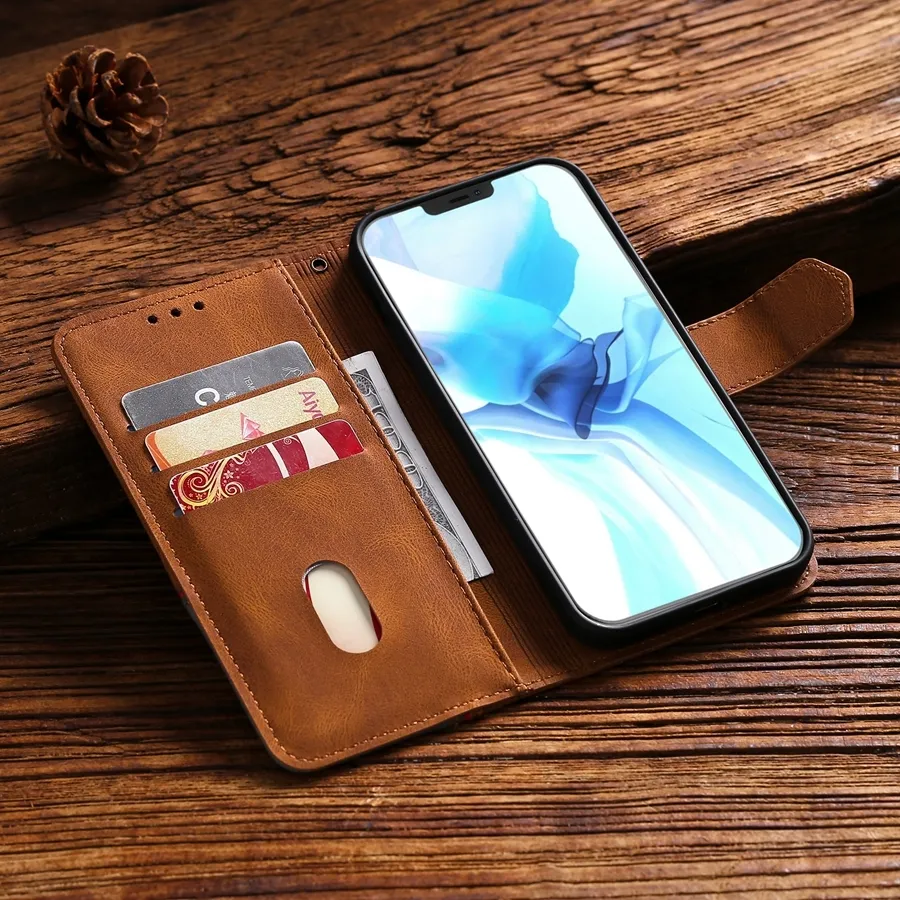 Luxury Leather Wallet Fodral för Samsung Galaxy S21 S20 Fe S10 S9 S8 Plus S7 Edge Note 8 9 10 Pro 20 Ultra Phone Holder Case Funda