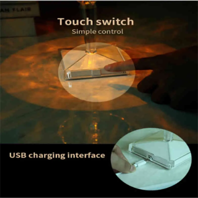 Rechargable Diamond Touch Sensor LED Desk Decor Lamp 5V USB For Bar Light Restaurant Table Bedside Lamp LED Night Light H220423