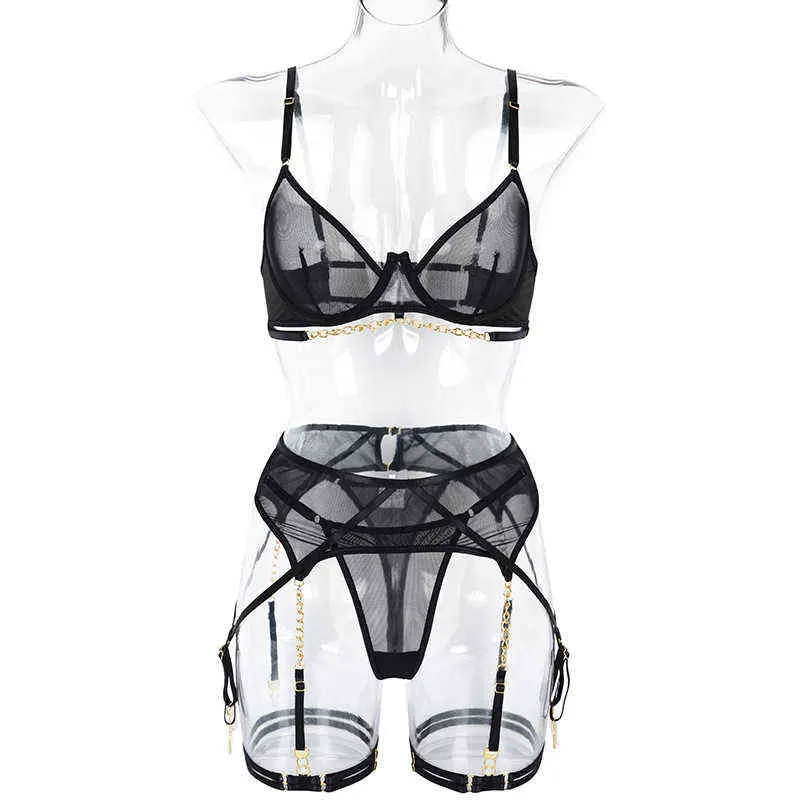 Nxy – sous-vêtements Sexy, nouvelle collection été 2022, chaîne en métal, bretelles, maille, Perspective, ensemble de Lingerie Slim, Cosplay, Sexy, 220509