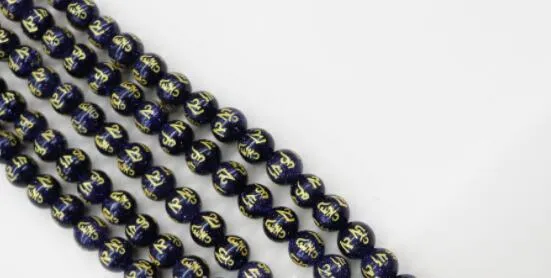 10 mm Environ 38Beads / PCS Crystal Natural Crystal Bouddha Perles Couleur noire avec sculpture Gol Dragon chinois Bracelet Perles de bricolage pour les bijoux faisant des bijoux