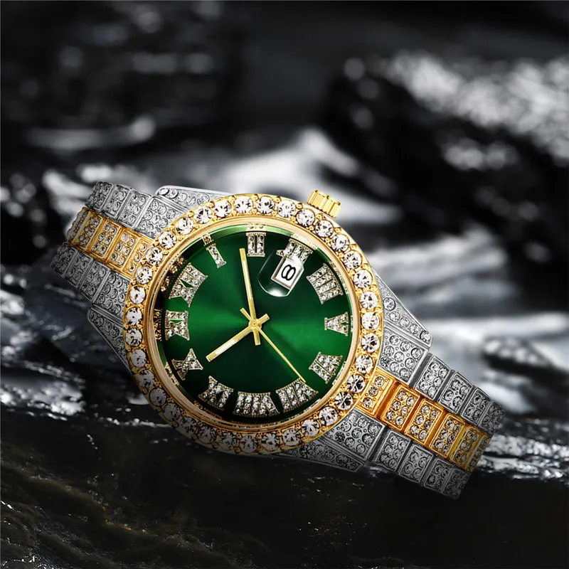 Relogio Masculino Mens Watches Luxury Quartz rostfritt stål Diamond Fashion Luminous Clock Gift Kalender 220530