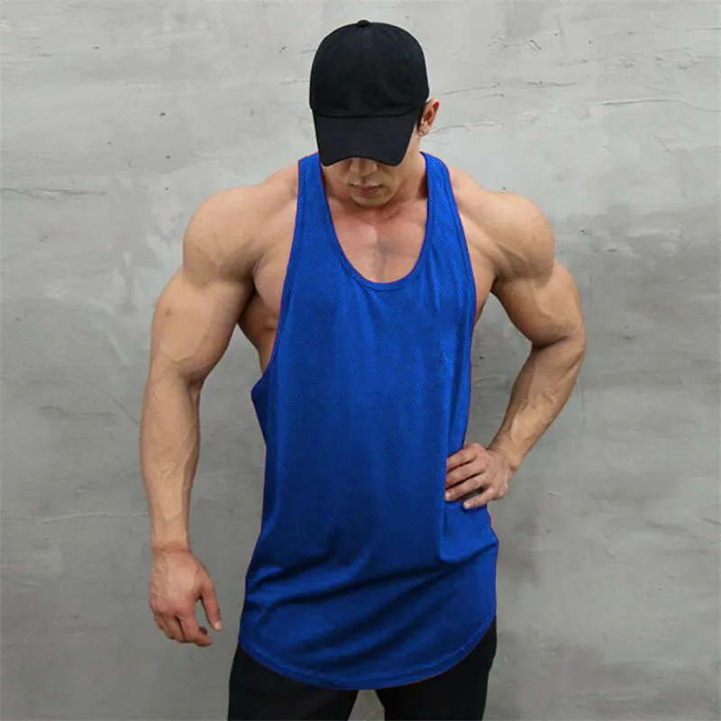 Summer Vest Mesh Gym Clothing Tank Tops Sleeveless Shirt Bodybuilding Equipment Fitness Mens Stringer Tanktop 220623