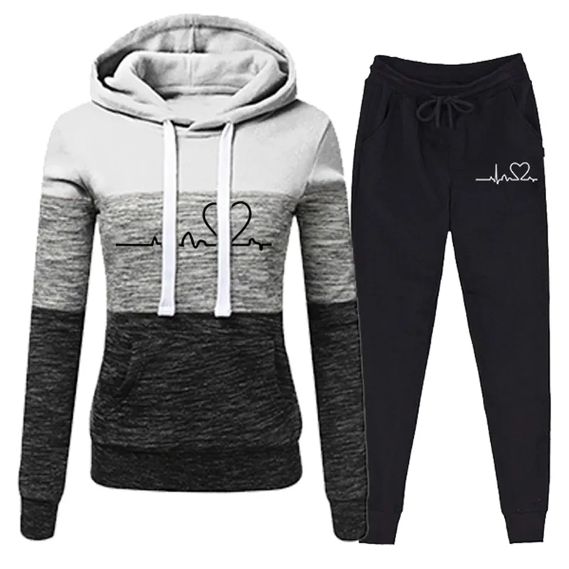 Casual Trainingspak Vrouwen Twee Stukken Set Sweatshirts Pullover Hoodies Pak Vrouw Jogger Broek Outfits Chandalen Mujer Size S-4XL 220315