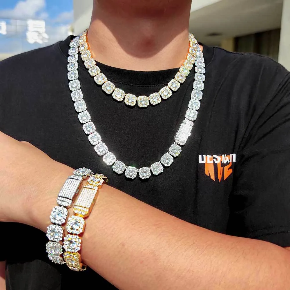 Модное мужское ожерелье в стиле хип-хоп 16, 18, 20, 22, 24 дюйма, мужская цепочка с кубическим звеном, циркониевый камень, ожерелья, цепочки, мужские браслеты, золото S187F