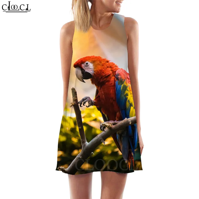 Vestido de camiseta de tanque Hermosa Macaw 3D Vestido impreso impreso