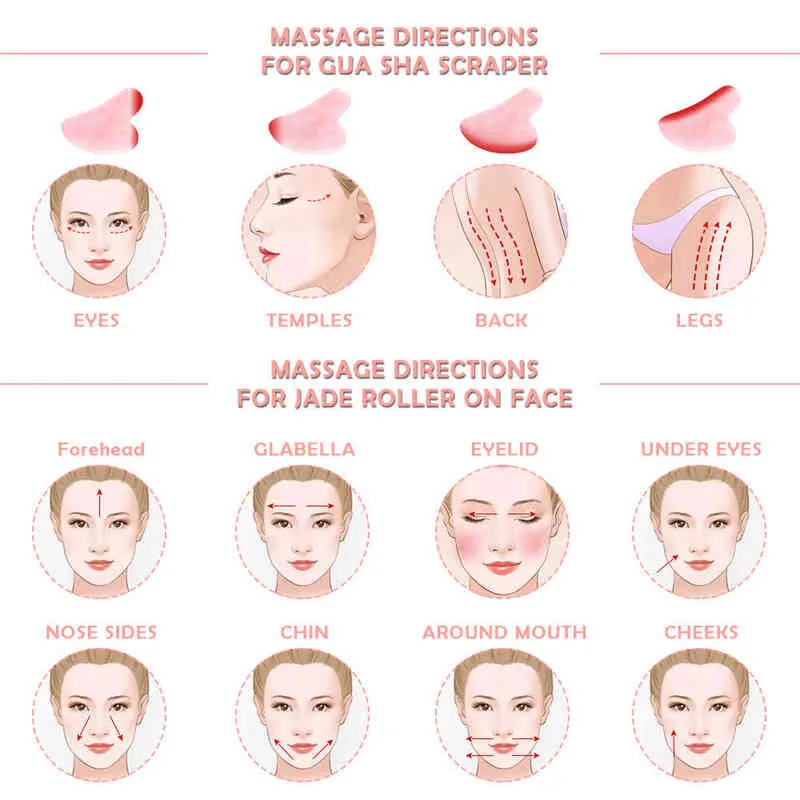 Raspador Gua sha de cuarzo rosa, masajeador facial piedra Ja Natural, terapia presión para cara, cuello y cuerpo, 5 uds.220429