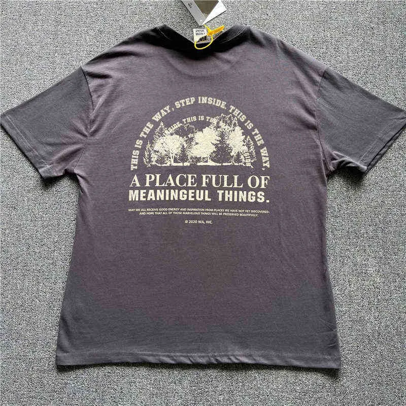 2022SS 아카이브 먼 숲 인쇄 티셔츠 남성 여성 최고의 품질 빈티지 탑 티 T-SHIRTT220721