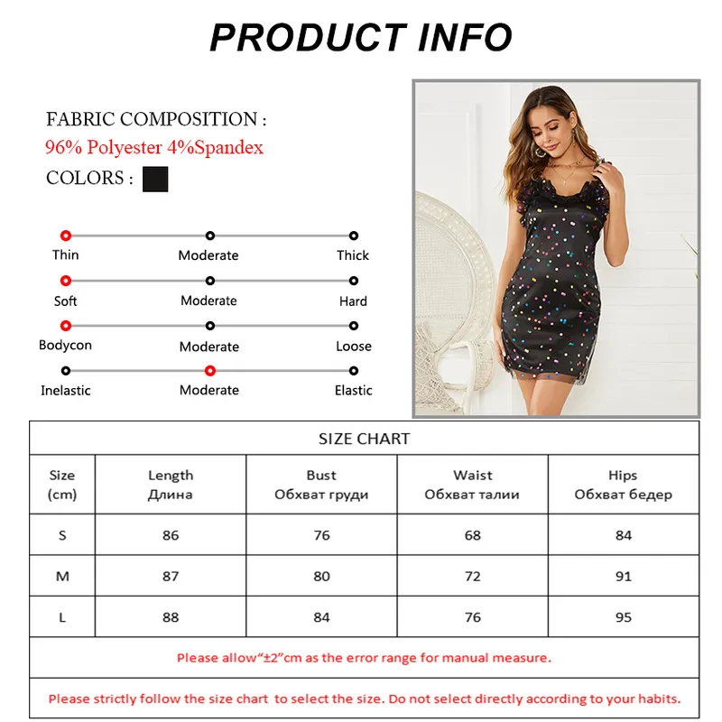 OOTN Black Sexy Mesh Short Party Dresses Spring Sequin Polka Dot High Waist Dress Ruffles Spaghetti Strap Women Dress 220511