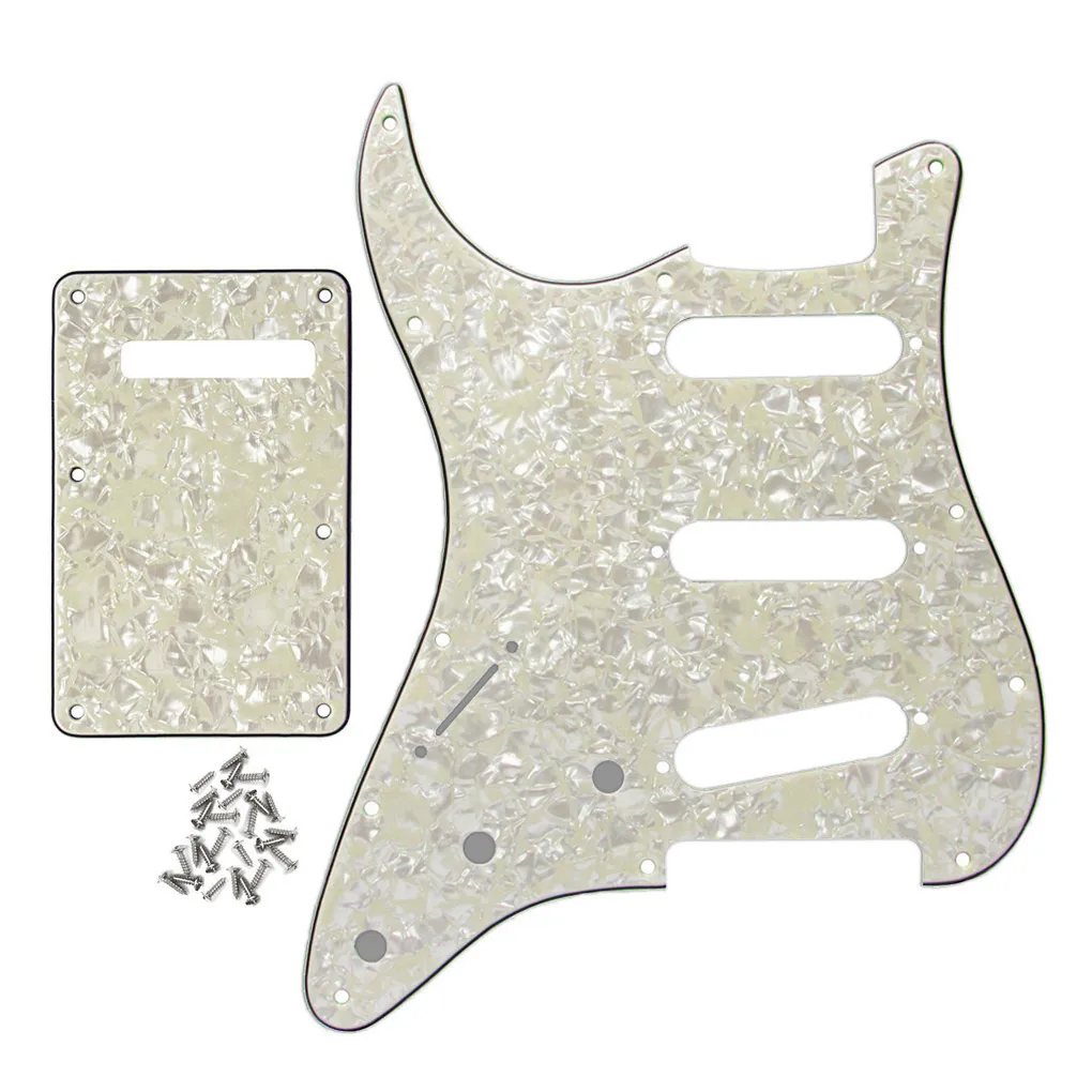 1 jeu gaucher 11 trous SSS guitare Pickguard plaque à gratter vis de plaque arrière perle vieillie pour pièces de guitare électrique