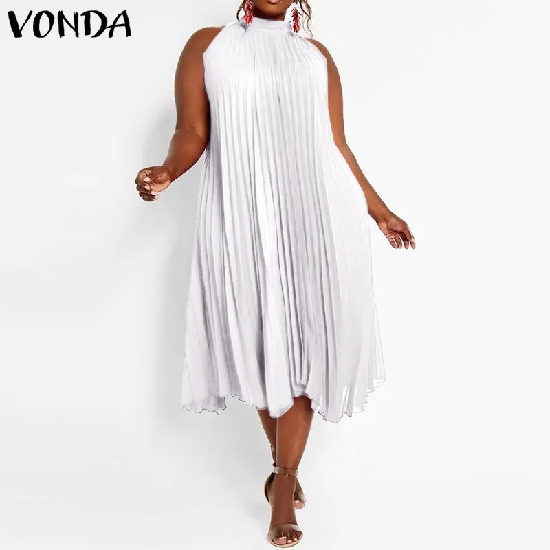 Элегантное атласное платье для Slik Женщины сексуальные рукавочные стойки для воротника Вечерние вечеринки Длинные платья Vonda Beach Sunress Casual vestido 220611
