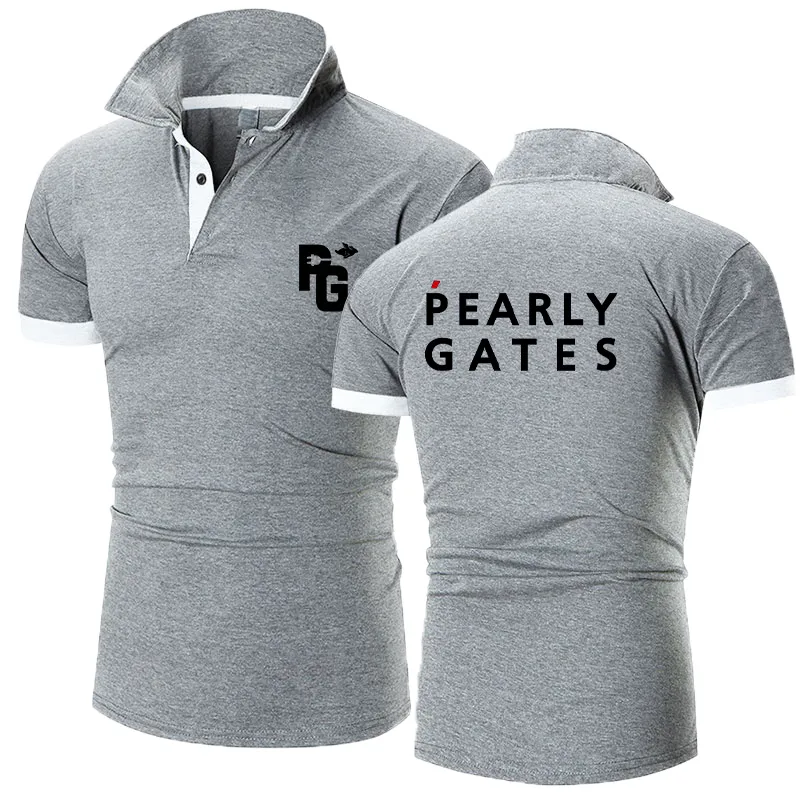 Pearly Gates Golf Summer Men Sファッションスリム短袖ポロシャツスポーツビジネスラペルマンSトップ220614