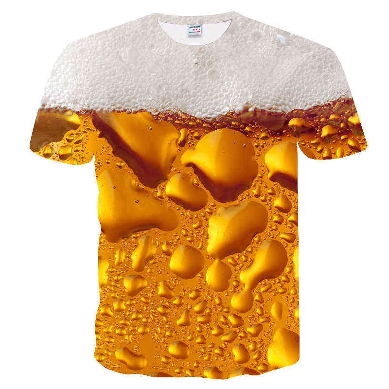 wbw3d t 셔츠 남자 캐주얼 티 셔츠 재미있는 맥주 프린트 티셔츠 남자 여름 스타일 파티 탑 쌍 탄력 T 셔츠 거리웨어 L220704