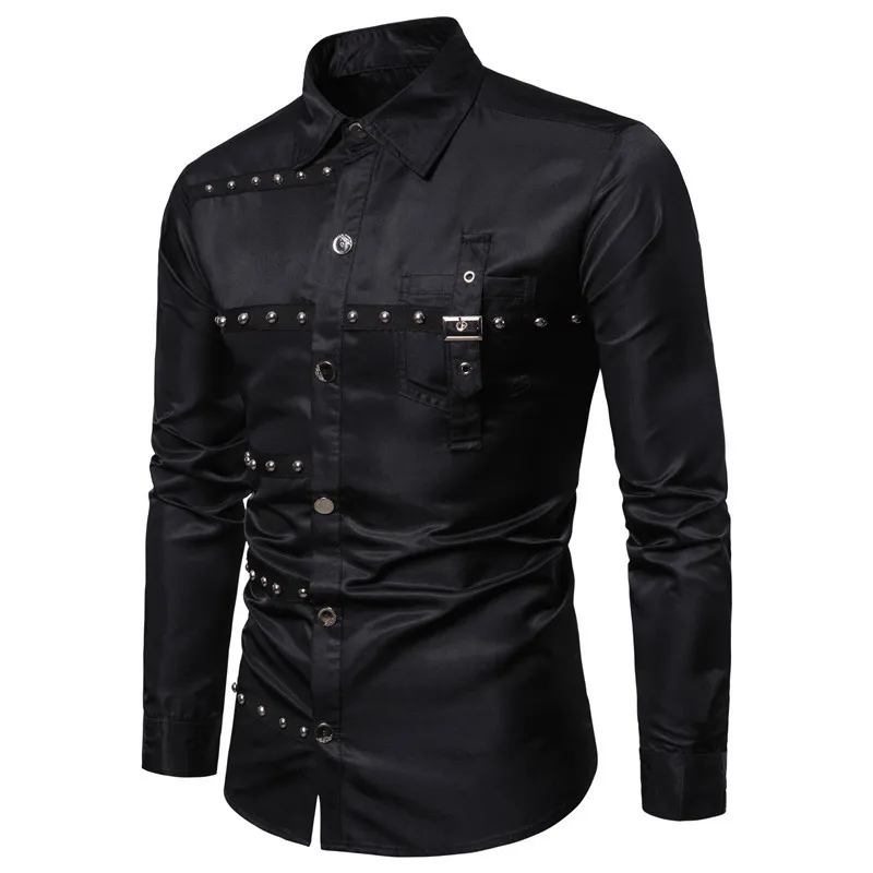 ブランドメンズシャツファッションデザインメンズスリムフィットコットンドレススタイリッシュな長袖S Chemise Homme Camisa Masculina 220322