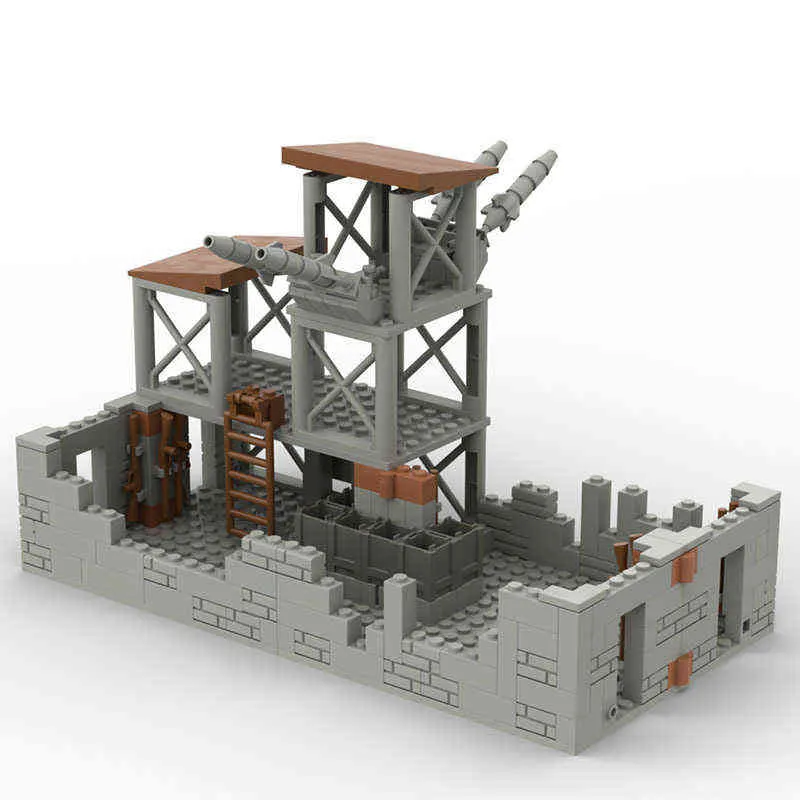 MOC Creative Fortress Building Block om de Battle Royale Peace Elite Battlefield Military Base samen te stellen om kinderspeelgoed G220524 te bouwen