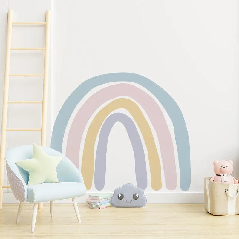 Adesivo murale grande arcobaleno acquerello decorazioni la casa autoadesivo camera dei bambini soggiorno decalcomanie vivaio adesivi bambini nordici 220727