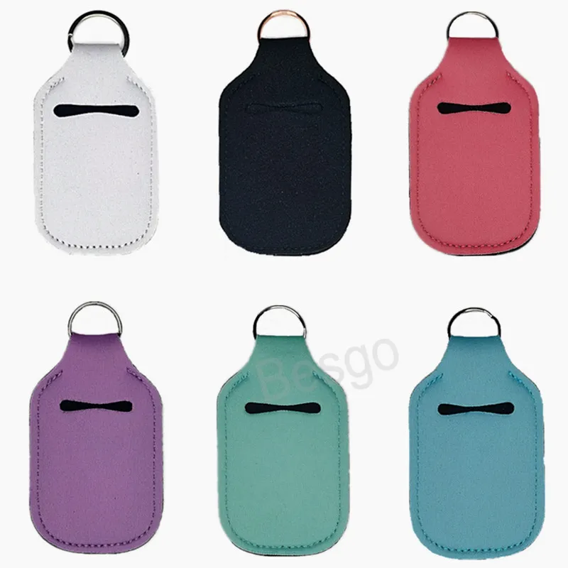 Anti Contact Sleutelhanger Hand Sanitizer Houder Neopreen Perfume Lippenstift Tas Metalen Ring Sleutelhanger Houder Niet-Contact Bescherm Cover BH6382 TYJ