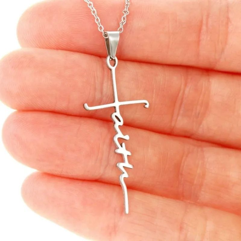 Faith Pendant Necklace for Women Stainless Steel Faith Necklace 18 Inches