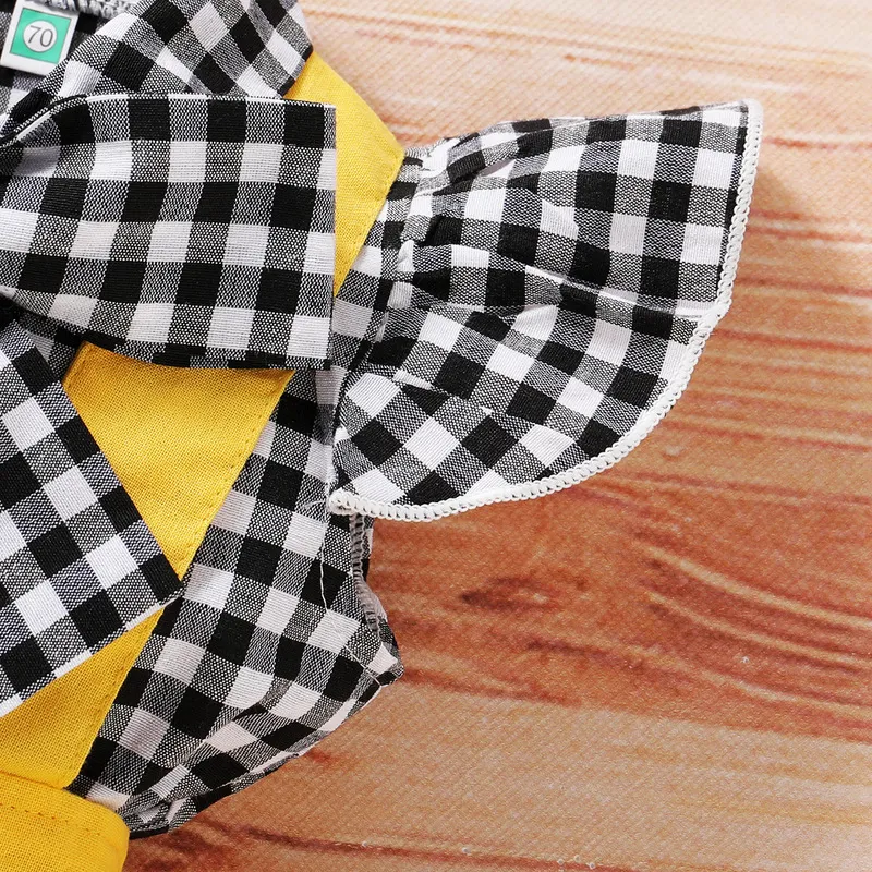 Summer Kids born Baby Girl Plaid Bow T shirt Button Suspender Skirt Headband Outfits Clothes Sets Toddler girl Outfit 220601
