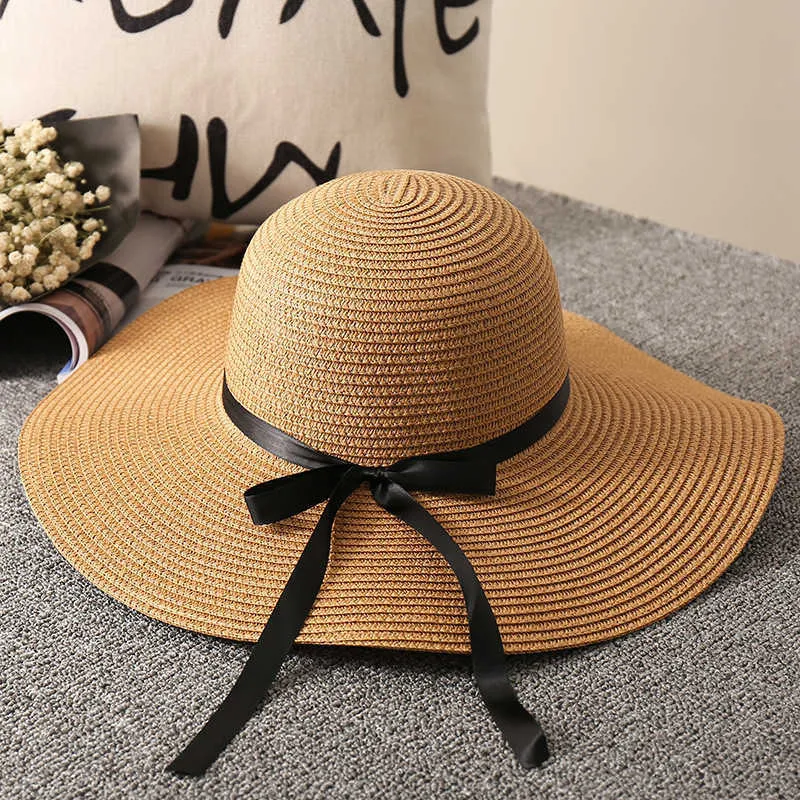 Chapeau de paille d'été à large bord pour femmes