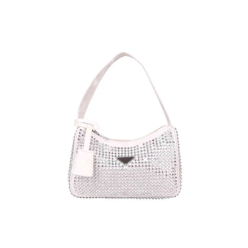 2022 Zomer Nieuwe Hobo Oksel Tas Vol met Diamanten met Boor Single Shoulder Dames Tas Zipper Diner Tas Handtas