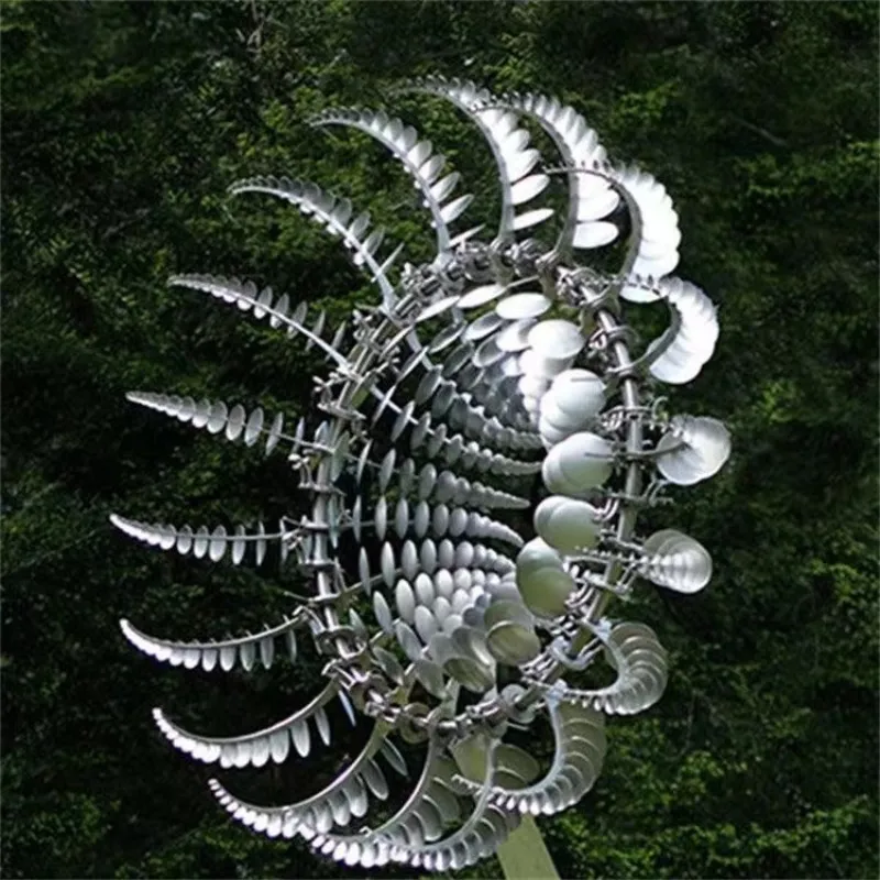 Eşsiz ve büyülü metal yel değirmeni 3D Powered Kinetik Heykel Çim Güneş Spinners Yard Bahçe Dekoru 220721