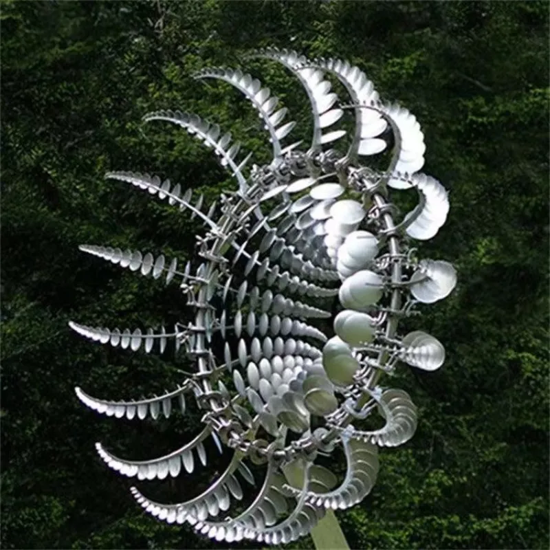 Molino de viento de Metal único y mágico, escultura cinética alimentada en 3D, Spinners solares para césped, decoración de jardín y patio 220721